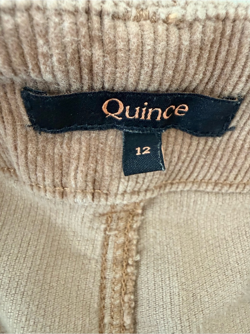 Quince Organic Cotton Stretch Corduroy Wide Leg Crop Pants Tan Beige Size 12 - Picture 7 of 12